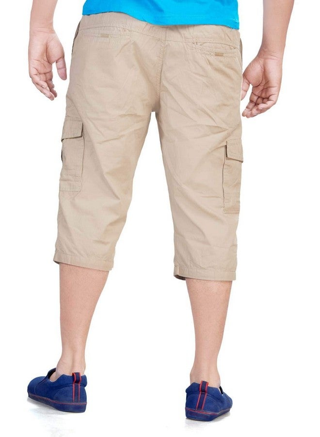 0-Degree 0-DEGREE Men's Regular Fit Three Quarter Shorts Beige 34 Inch Waist - Image 2