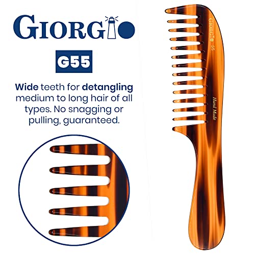Giorgio G55 Wide Tooth Comb for Wet Hair Detangling, Hair Combs for Thin to Medium Thickness Hair Detangler, Hair Combs for Women, Handmade Large Tooth Rake Comb Saw-Cut and Hand Polished - Image 4