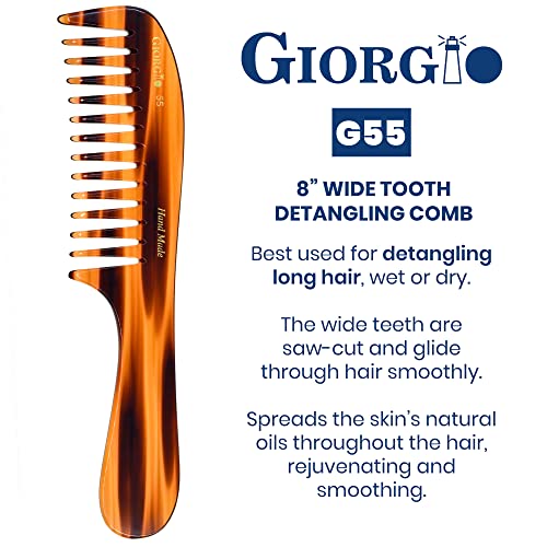 Giorgio G55 Wide Tooth Comb for Wet Hair Detangling, Hair Combs for Thin to Medium Thickness Hair Detangler, Hair Combs for Women, Handmade Large Tooth Rake Comb Saw-Cut and Hand Polished - Image 2