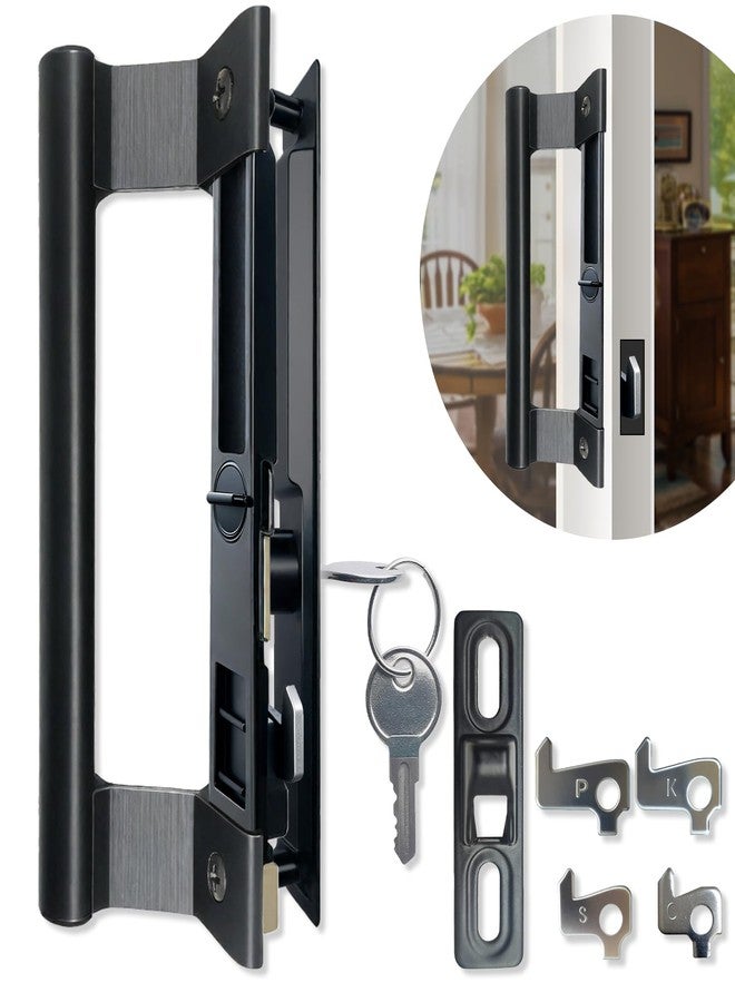 Young Dance Sliding Glass Door Handle Set with Lock - Easy to Install,Patio Sliding Door Handle Fits for 1 to 1-1/8 Door Thickness,6-5/8" Screw Hole Spacing,Perfectly Replacement for Old Handle(Black) - Image 1