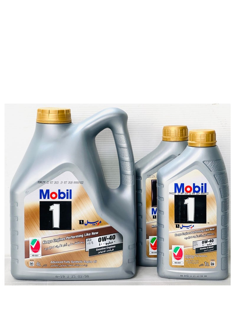 mobil 1 0W-40 Advanced Fully Synthetic Engine Oil 6Ltr