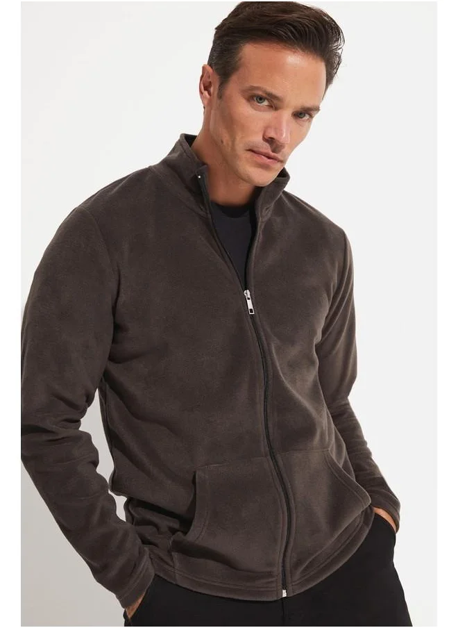 JUNE June Zipper Polar Sweatshirt Anthracite