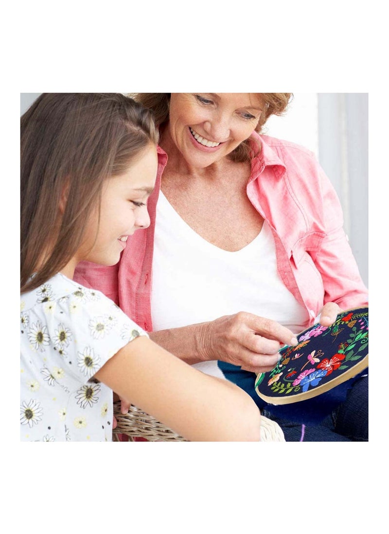 SYOSI - Full Range Embroidery Starter Kit with Pattern and Instructions Including Cloth Botanical Garden 20cm Bamboo Hoop Color Threads Tools - Image 1