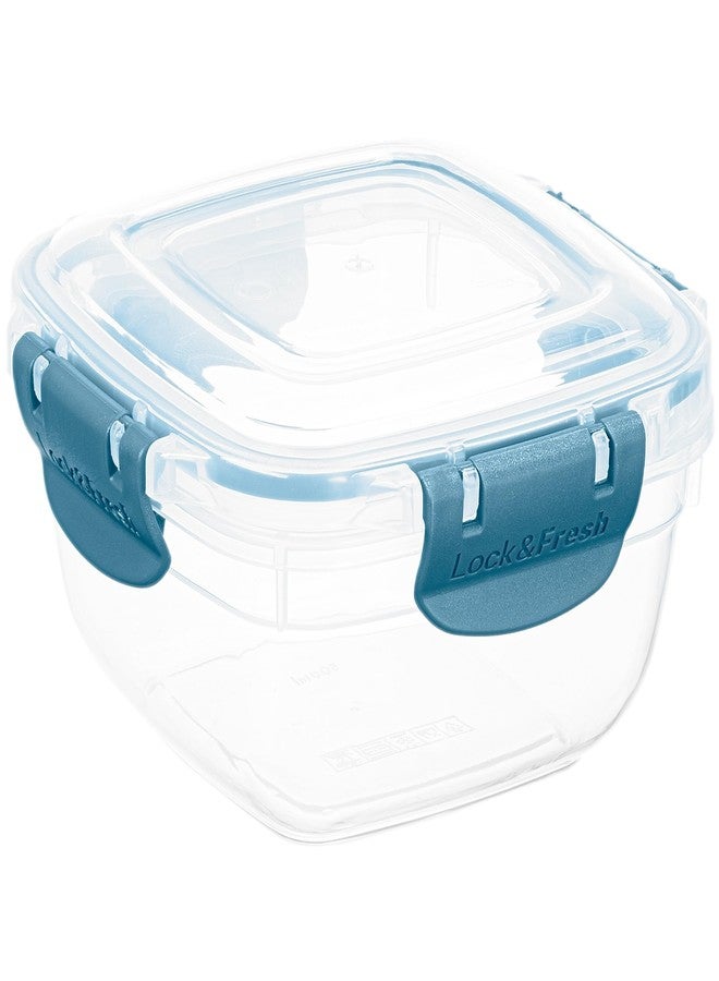 Superio Lock and Fresh Airtight Food Storage Containers with Lids for Kitchen Pantry Organization and Storage, BPA Free, Lunch, and Meal Prep Plastic Containers, 16 oz. Square Sealed Container, Blue - Image 1