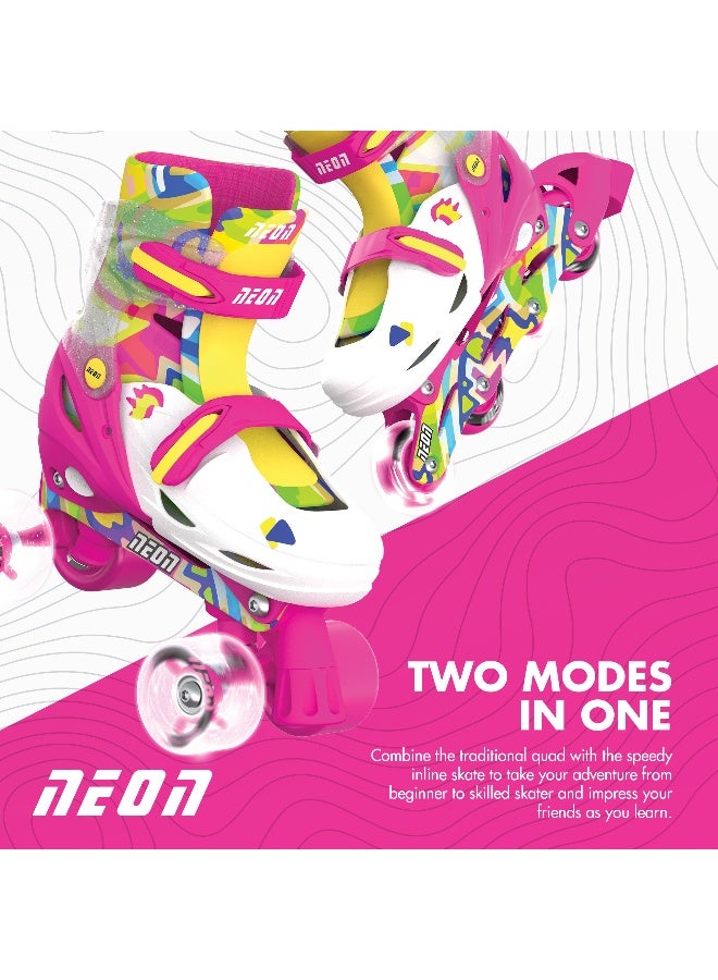 Neon Combo Skates Pink Yellow Size 3-6 EU 34-37 with Adjustable Sizing, Supportive Boot Design and Smooth Rolling Performance | NC51P4 - Image 4