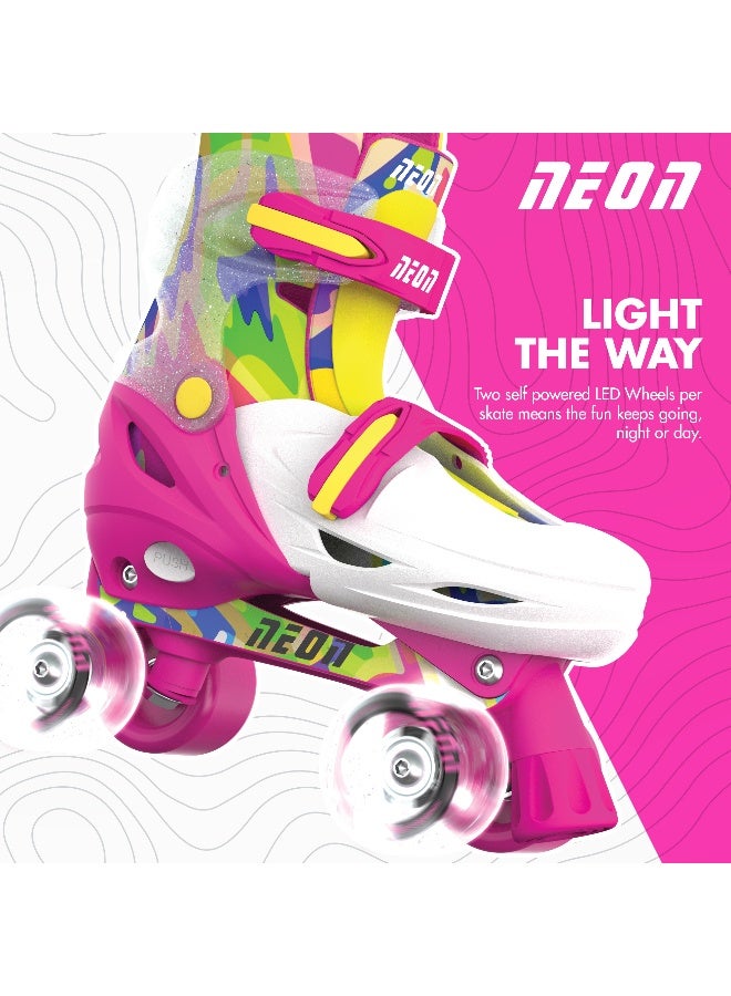 Neon Combo Skates Pink Yellow Size 3-6 EU 34-37 with Adjustable Sizing, Supportive Boot Design and Smooth Rolling Performance | NC51P4 - Image 2