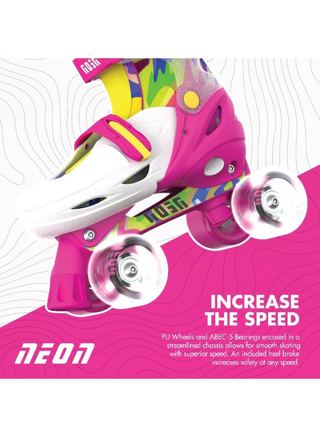Neon Combo Skates Pink Yellow Size 3-6 EU 34-37 with Adjustable Sizing, Supportive Boot Design and Smooth Rolling Performance | NC51P4 - Image 3