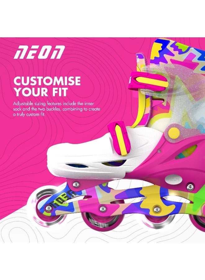 Neon Combo Skates Pink Yellow Size 3-6 EU 34-37 with Adjustable Sizing, Supportive Boot Design and Smooth Rolling Performance | NC51P4 - Image 5