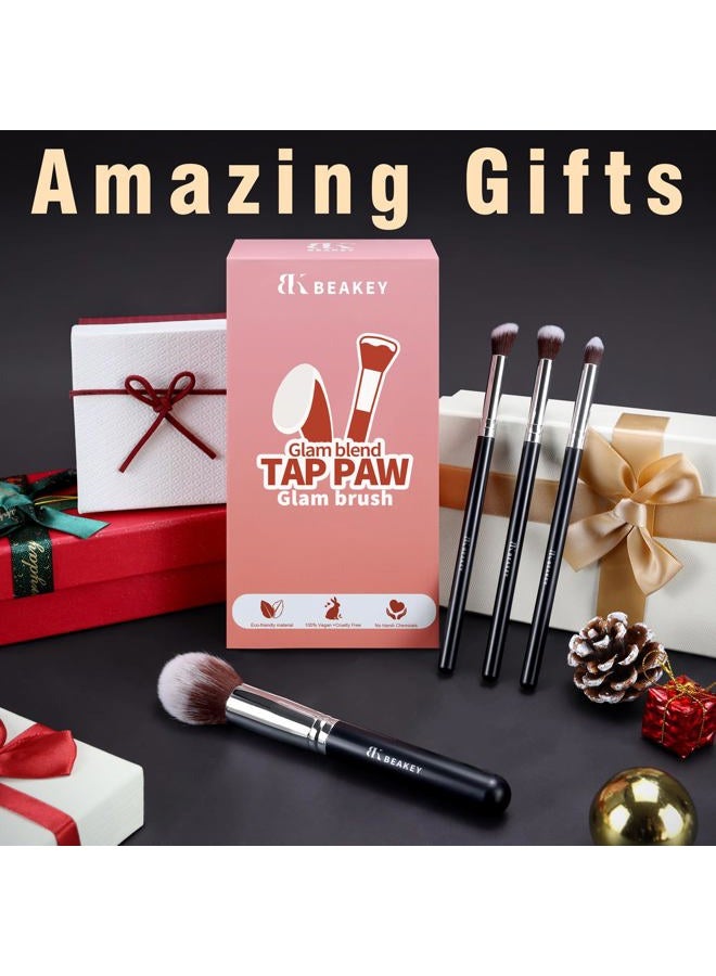 BEAKEY Makeup Brushes Set, Professional Foundation Eyeshadow Concealer Blush Powder Bronzer Applicator, 2 Blender Sponge with Beauty Paper Case - Image 2