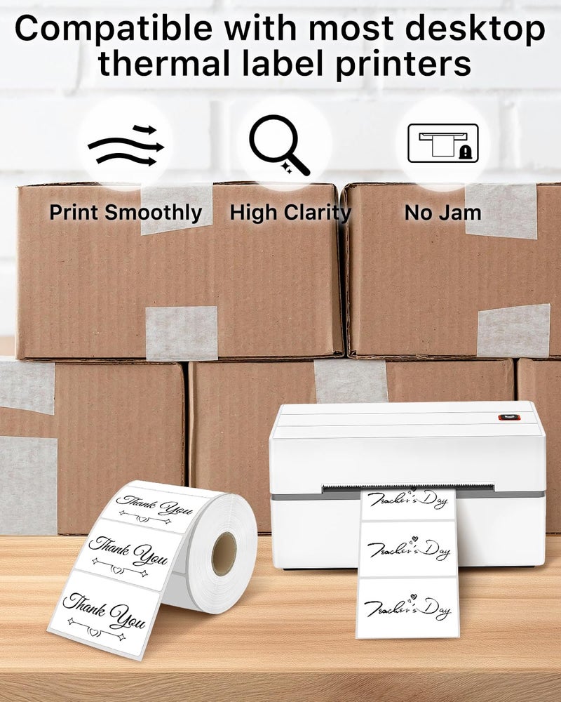 iEager 3" x 2" Thermal Labels, Rectangle Thermal Printer Stickers, Self-Adhesive Durable Sticker with Perforation Line, 500 Labels/Roll, White - Image 4