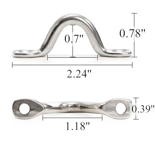 Tebery 10 Pack Boat Top Pad Eye, Stainless Steel Bimini Boats Top Eye Strap with Screws, Sturdy Tie Down Anchors Hardware, Kayak Deck Loops for Boat Canoe Rigging - Image 2