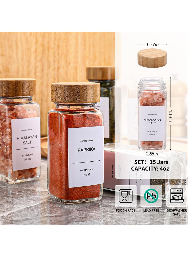 Bukela Spice Jars,Spice Jars with Label 24Pcs,Seasoning Containers,Glass Spice Jars with Bamboo Lids,Kitchen Essentials,Spices Container Set,Kitchen Set,Seasoning Organizer,Spice Rack Organizer for Cabinet - Image 2