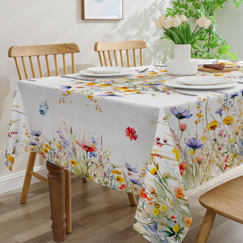 cusugbaso Spring Tablecloth 60x84 Inch for Rectangle Tables - Blooming Flower Spring Decorations for Home - Water Resistant Flower Table Cloth for Party,Table - Image 4