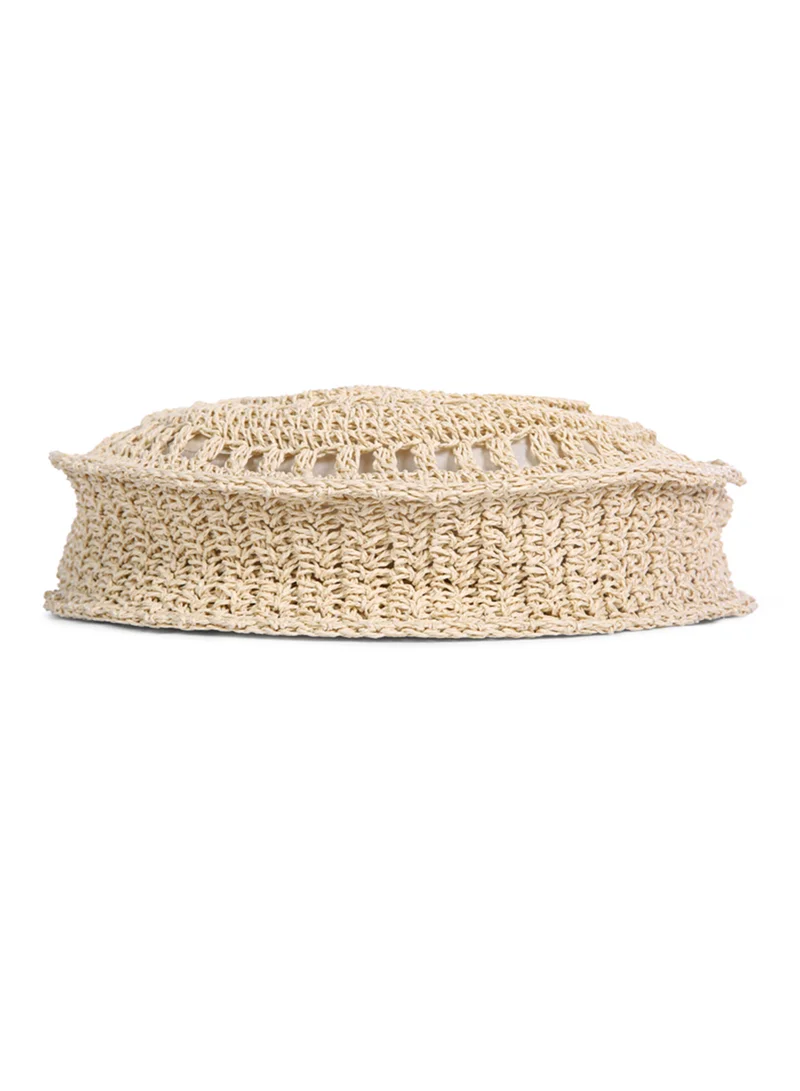 London Rag Wild Fiber Handmade Paper Crochet Round Bag in Beige