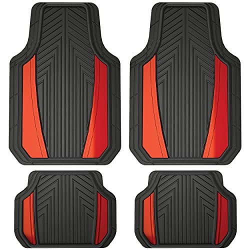 Custom Accessories 4Piece Anodized Sport Floor Mats AllWeather Mats for Cars Trucks SUVs BlackRed - Image 1