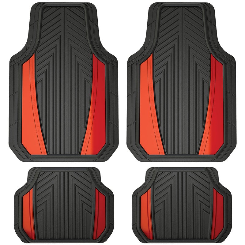 Custom Accessories 4Piece Anodized Sport Floor Mats AllWeather Mats for Cars Trucks SUVs BlackRed - Image 3