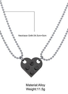 OUYoo OUyoo Matching Couple Heart Keychains & Necklace Set for Boyfriend Girlfriend Valentine's Day Gifts Stuff Him Friends Set Compatible with Lego Gift  - Image 2