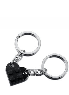 OUYoo OUyoo Matching Couple Heart Keychains & Necklace Set for Boyfriend Girlfriend Valentine's Day Gifts Stuff Him Friends Set Compatible with Lego Gift  - Image 3