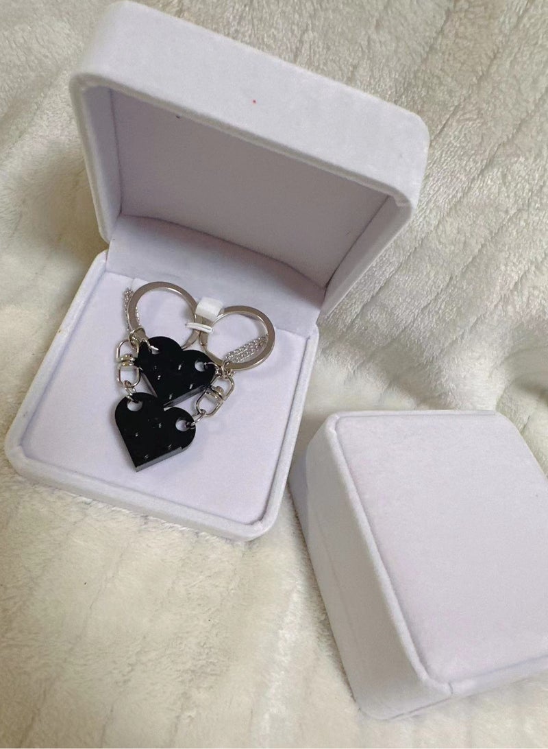 OUyoo Matching Couple Heart Keychains & Necklace Set for Boyfriend Girlfriend Valentine's Day Gifts Stuff Him Friends Set Compatible with Lego Gift - Image 5