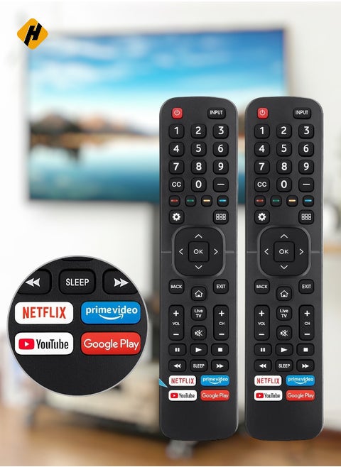 New Universal Remote for All TV Remote, 2 PACK Replacement Control EN2A27 for Smart-TV-Remote, with Netflix, Prime Video, YouTube, Google Play Buttons (PACK OF 2)