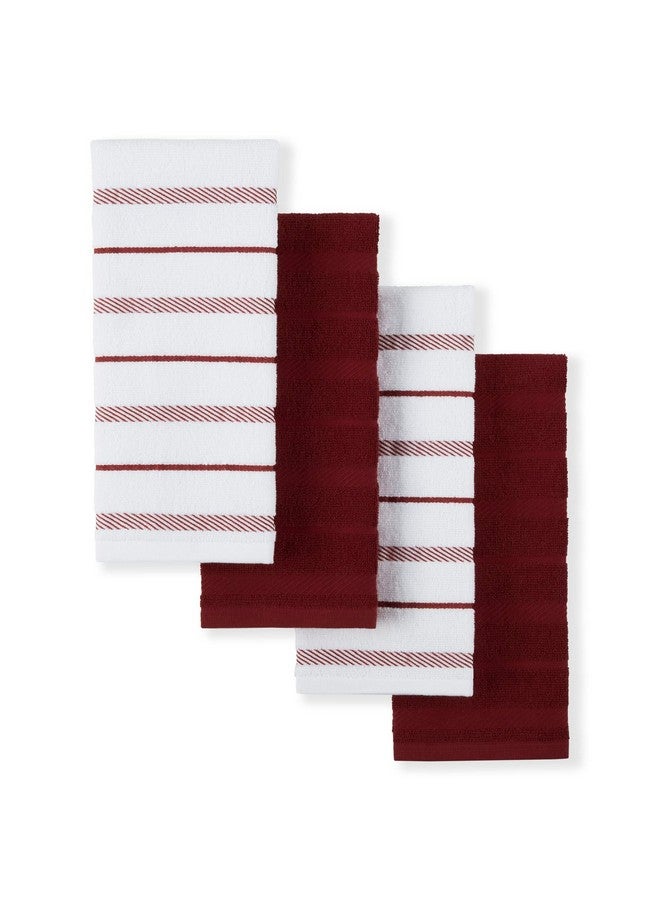 KitchenAid Albany Kitchen Towel 4-Pack Set, Smoked Paprika Red/White, 16"x26" - Image 1