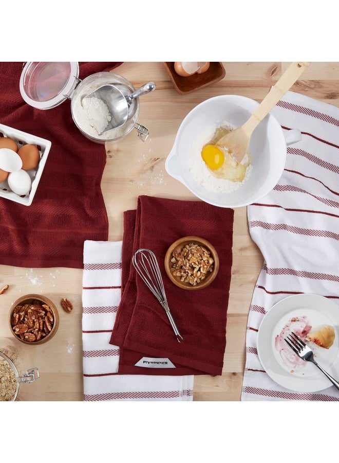 KitchenAid Albany Kitchen Towel 4-Pack Set, Smoked Paprika Red/White, 16"x26" - Image 2