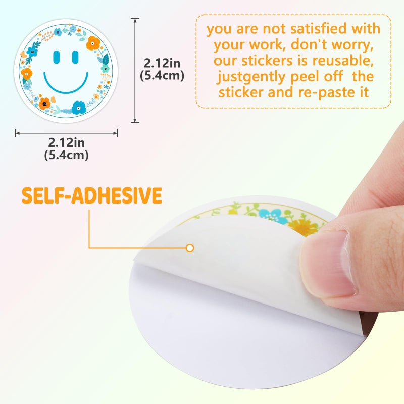 Wercokt 50PCS Smiling Flower Stickers, Cute Water Bottle Stickers for Kids, for Teaching Rewards, Notebooks, Stationery, Luggage, Cartoon PVC Happy Stickers - Image 4