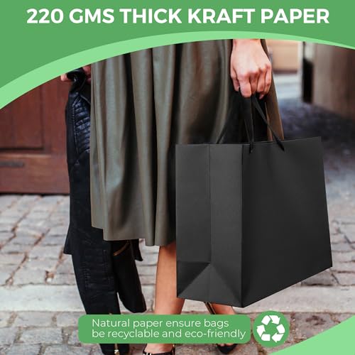 MOXARYSU Extra Large Black Gift Bags: 16x6x12 Inch 3pcs Black Paper Bags With Handles Bulk For Party Shopping Birthday Wedding (XL-3) - Image 5