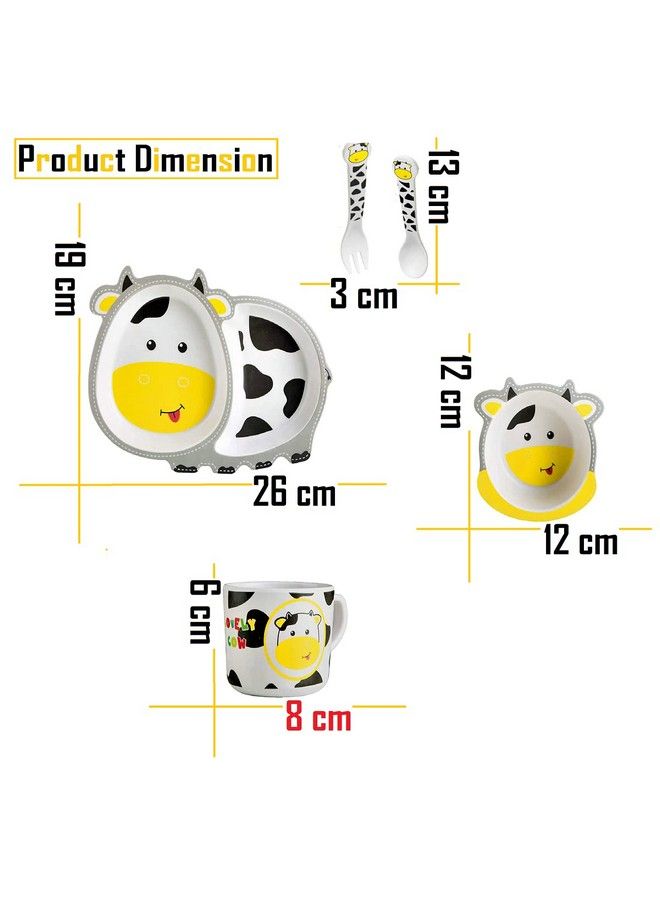 FunBlast (Set Of 5 Pcs) Bamboo Fiber Eco Friendly Kids Feeding Set Bee - Image 3