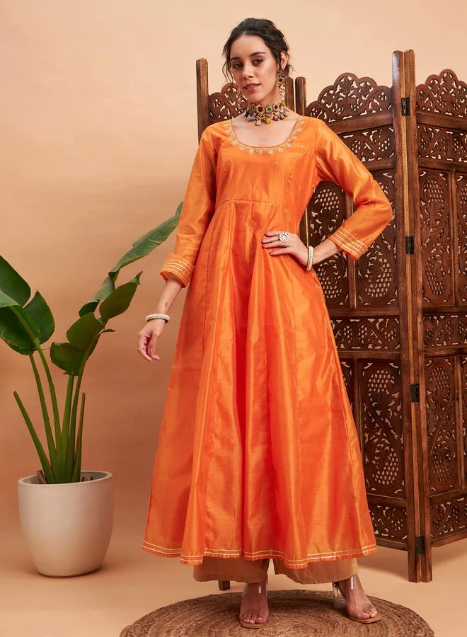 ساسافراس Embroidered Back Tie Up A-Line Maxi Dress by Styli