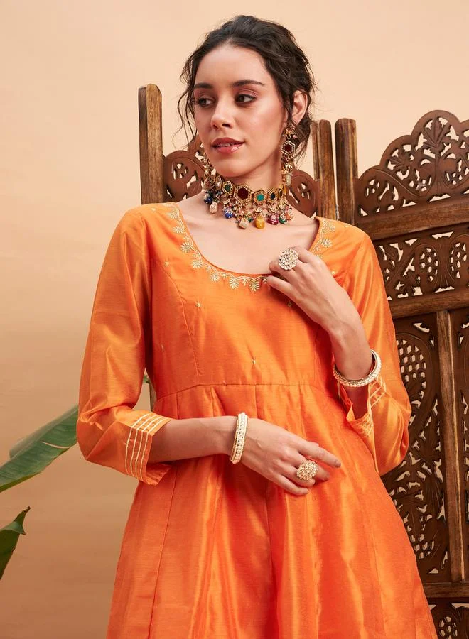 ساسافراس Embroidered Back Tie Up A-Line Maxi Dress by Styli