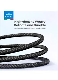 Brave 6A 2-in-1 USB A to Type-C & Lightning Fast Charging Nylon Braided Cable for iPhone 16/15 Series, iPhone 14/13/12/11, Xiaomi, Samsung, Realme, POCO, Huawei & More - Universal Compatibility for All USB-C and Lightning Devices-(1.2M- Black)  - Image 4