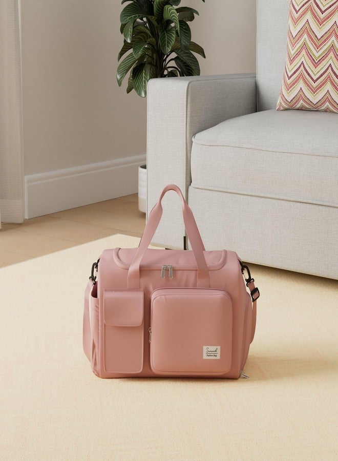 Suruid Travel Yoga Duffel Bag with Shoes Compartment Sports Gym Handbag with Dry Wet Separated Pocket for Training Men and Women, Overnight /Weekender Bag - Pink - Image 2