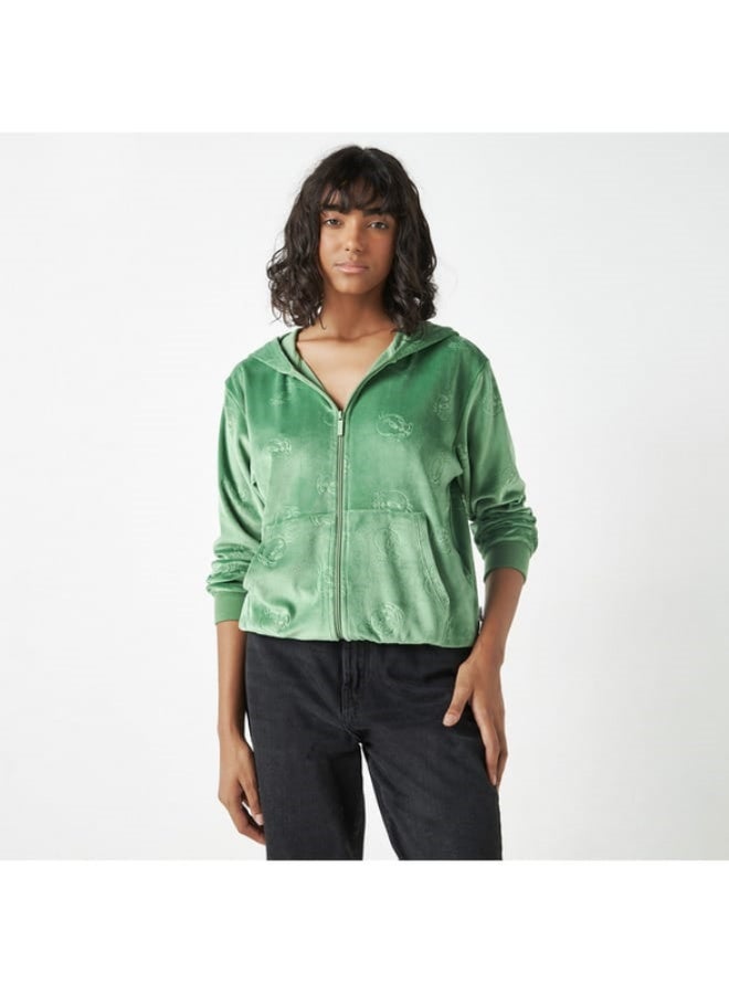 SP Characters Tweety Embossed Zip Through Hoodie with Long Sleeves and Pockets - Image 4