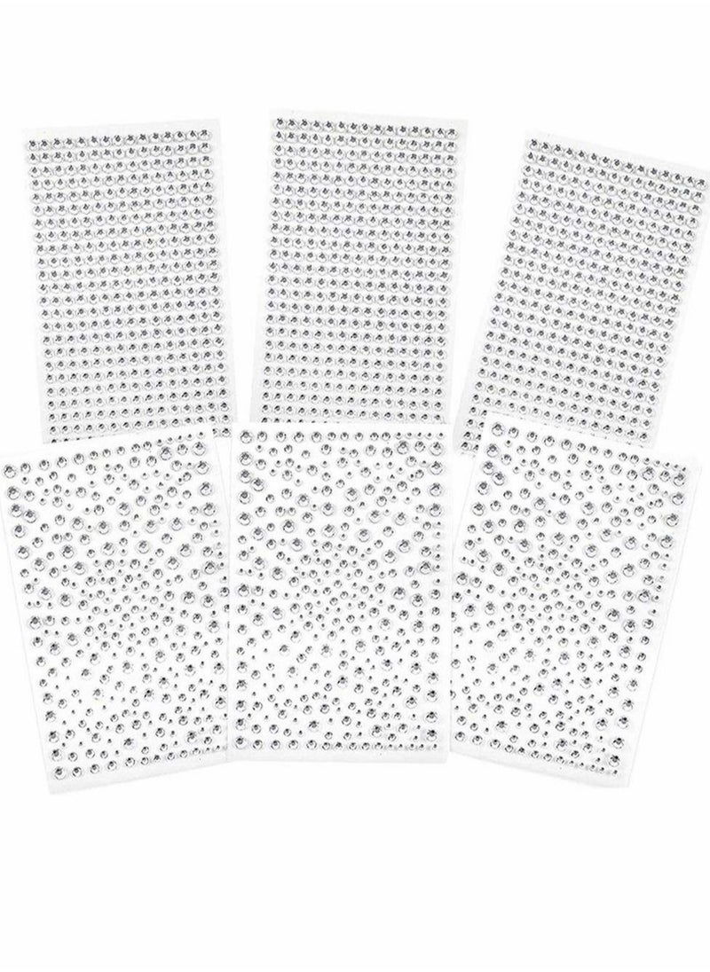 Captaintech 2100 Pcs Rhinestone Stickers Transparent Self Adhesive Crystal Glitter Diamond Art Gemstone Stickers Suitable for Face Decoration Diy Nail Phone Case  6 Sheet  - Image 1