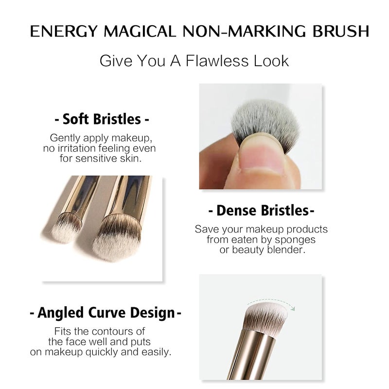 ENERGY Foundation Brushes Set Professional Under Eye Concealer Brushes Perfect For Blending Liquid Cream or Flawless Powder Cosmetics Buffing Stippling Concealer Premium Synthetic Bristles - Image 3