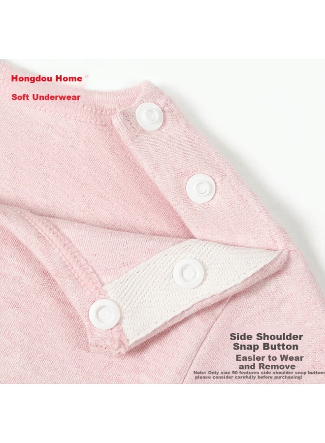 HOdo Home Hodohome Kids Girls 3a Antibacterial Cotton Spandex Low Collar Thermal Underwear Set Sleepwear 206 Red Size 100 - Image 2