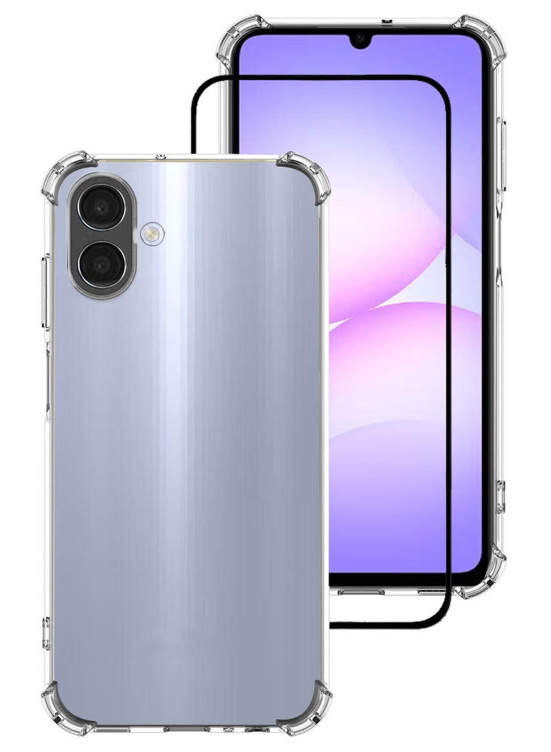 Samsung Galaxy A07 - Tempered Clear Glass Screen Protector And Ultra Clear Transparent Silicone Drop-Proof Clear Flexible Protective Phone Cover - Transparent | Compatible For Samsung Galaxy A07 - Image 1