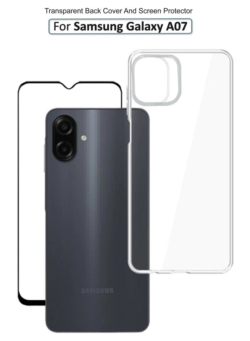 Samsung Galaxy A07 - Tempered Clear Glass Screen Protector And Ultra Clear Transparent Silicone Drop-Proof Clear Flexible Protective Phone Cover - Transparent | Compatible For Samsung Galaxy A07 - Image 1