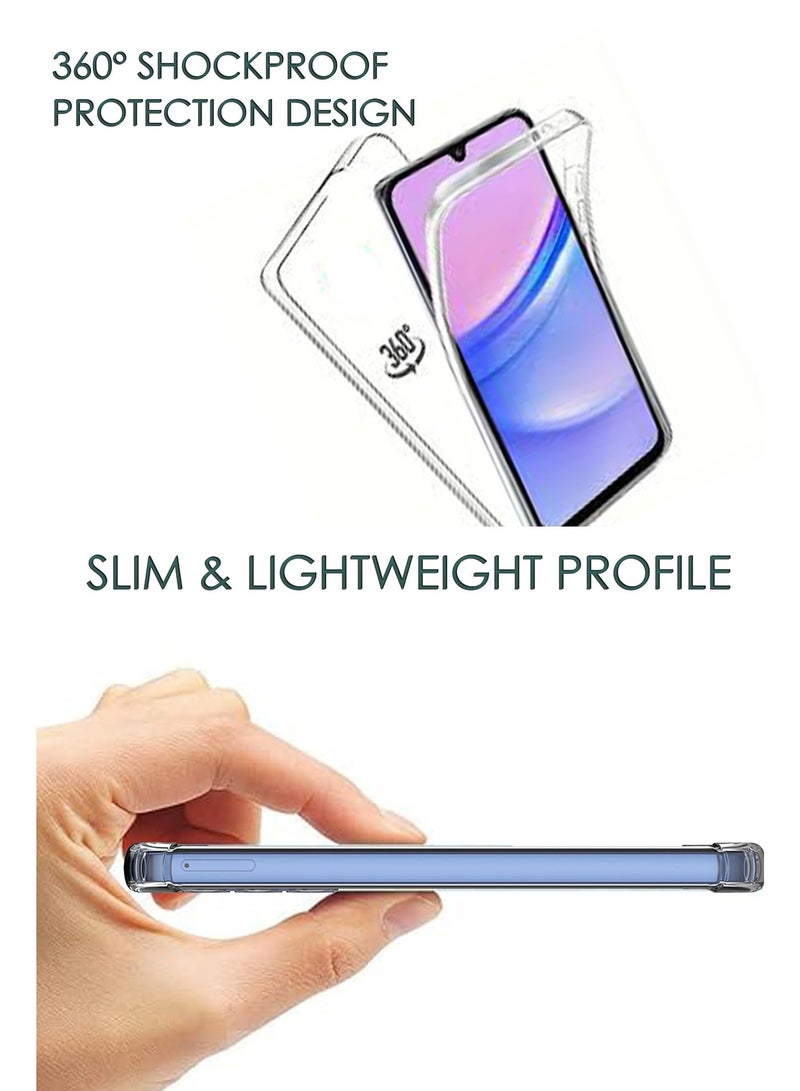 حماية شاشة زجاجية مقسّاة واضحة لهاتف سامسونج جالاكسي A07 وغطاء هاتف مرن شفاف مضاد للصدمات - شفاف | متوافق مع سامسونج جالاكسي A07 - Image 4