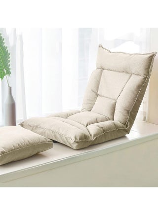 Folding Lazy Chair with Back Support, 6-Position Adjustable Lounge Chair Gaming Floor Chair for Adults & Kids Foldable Meditation Chair Legless Sofa Bed Back Chair White 60x55x58 cm - pzsku/ZE9F52146ADEC93D1DEF3Z/45/_/1727512008/832fce5a-3144-4f4e-9af3-20ff2178c5ed