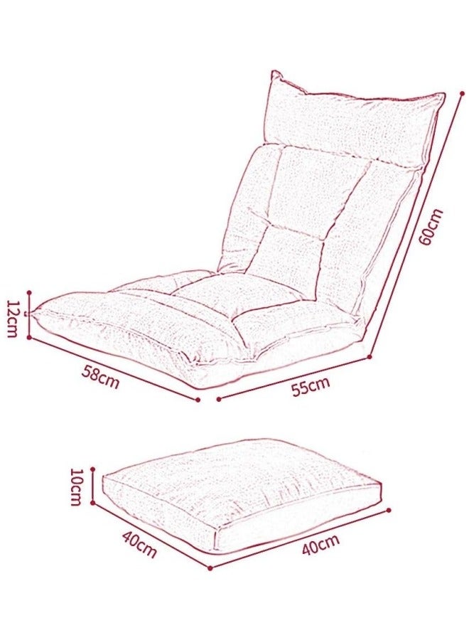 Folding Lazy Chair with Back Support, 6-Position Adjustable Lounge Chair Gaming Floor Chair for Adults & Kids Foldable Meditation Chair Legless Sofa Bed Back Chair White 60x55x58 cm