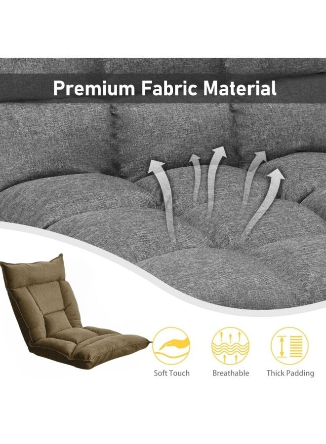 Folding Lazy Chair with Back Support, 6-Position Adjustable Lounge Chair Gaming Floor Chair for Adults & Kids Foldable Meditation Chair Legless Sofa Bed Back Chair White 60x55x58 cm