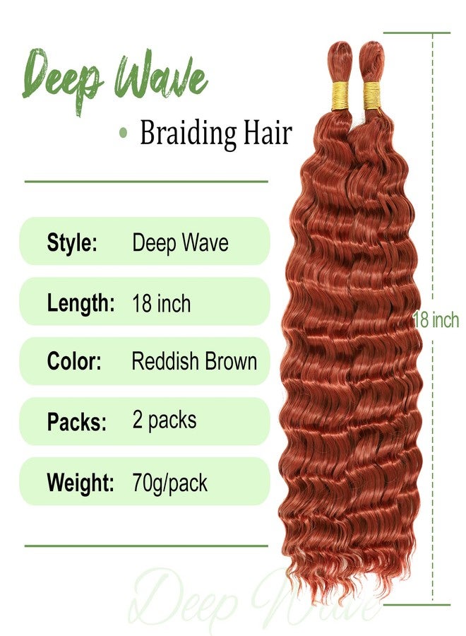 EERYA Long Curly Braiding Hair 18 Inch 2 Packs Reddish Brown Ocean Wave Crochet or Black Women Deep Wave Braiding Hair for Boho Braids (18 inch, Reddish Brown) - Image 2