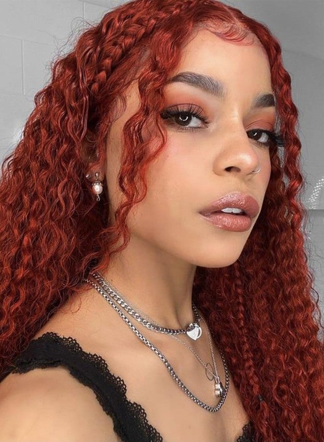 EERYA Long Curly Braiding Hair 18 Inch 2 Packs Reddish Brown Ocean Wave Crochet or Black Women Deep Wave Braiding Hair for Boho Braids (18 inch, Reddish Brown) - Image 1