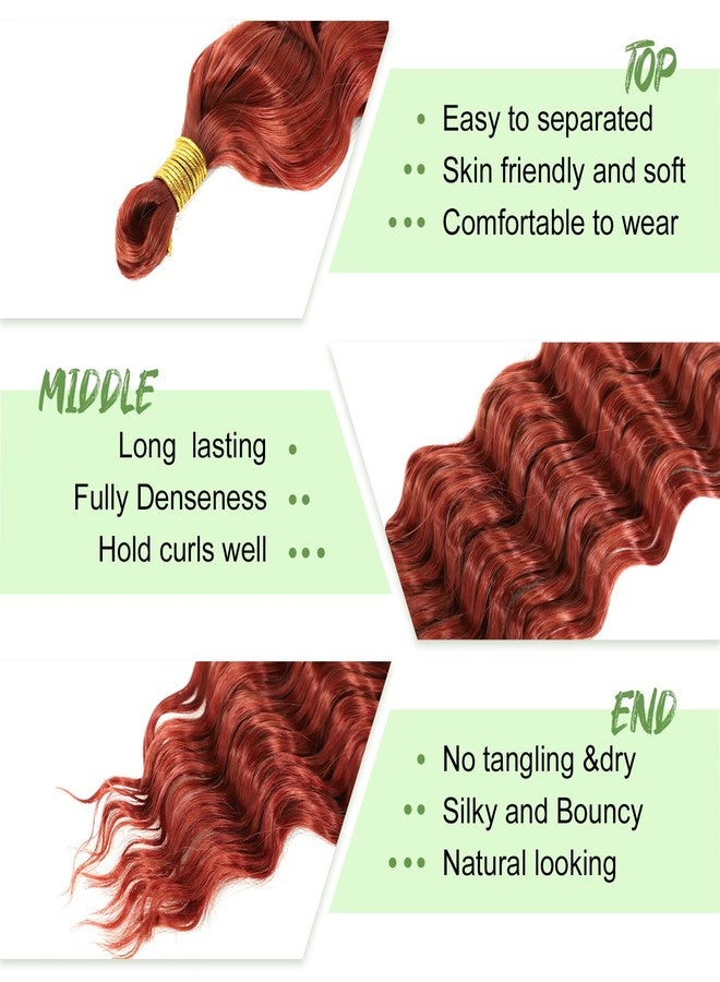 EERYA Long Curly Braiding Hair 18 Inch 2 Packs Reddish Brown Ocean Wave Crochet or Black Women Deep Wave Braiding Hair for Boho Braids (18 inch, Reddish Brown) - Image 3