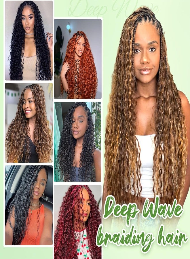 EERYA Long Curly Braiding Hair 18 Inch 2 Packs Reddish Brown Ocean Wave Crochet or Black Women Deep Wave Braiding Hair for Boho Braids (18 inch, Reddish Brown) - Image 5