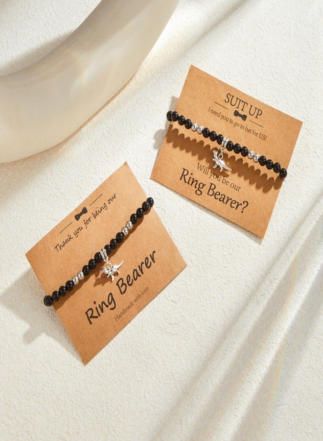 Sanyaa Dinosaur Proposal Bracelet Will You Be Our Ring Bearer, Thank You For Being Our Ring Bearer Wedding Gift - Image 3
