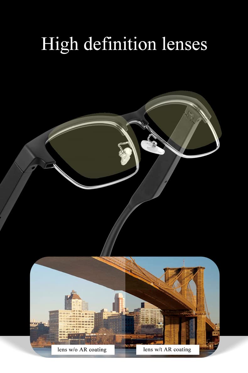 OOAVR AI Bluetooth Sunglasses,New Wireless Bluetooth Glasses,Smart Audio Glasses,Men's/Women's Indoor and Outdoor Entertainment Smart Glasses,Including 2 Magnetic Charging Wires(Silver,Black) - Image 5