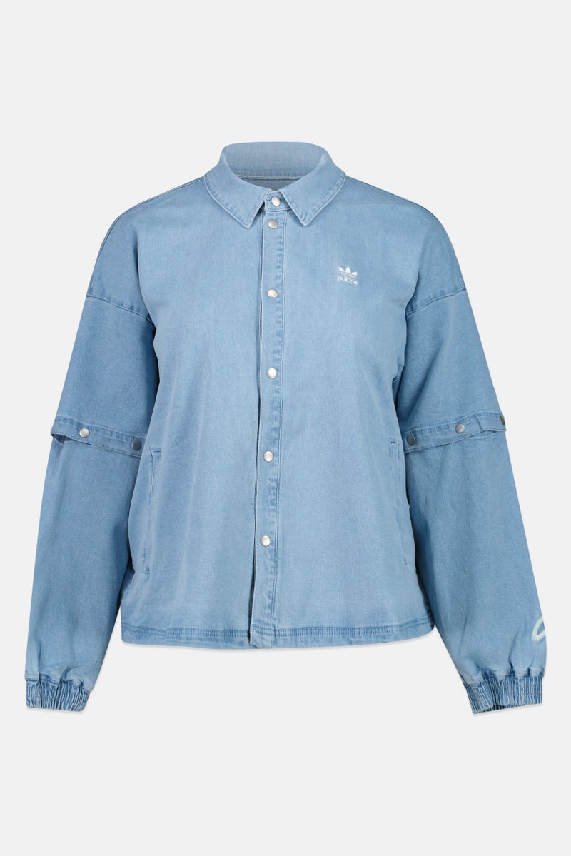 adidas Originals Women Plus Size Long Sleeve Outdoor Jacket, Blue - Image 2